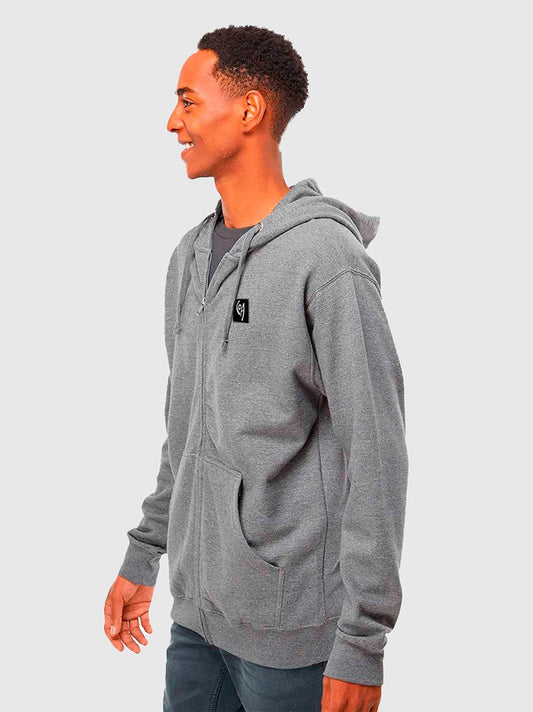 Polerón Capucha con Cierre Gris Jaspeado