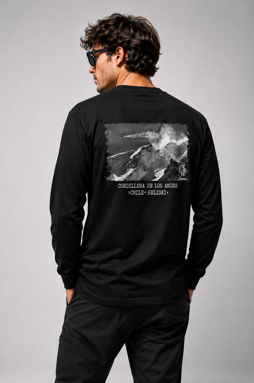 Polera manga larga COA Heli Ski, edición limitada, algodón, marca chilena de surf — vista trasera