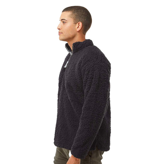 Polerón sherpa COA color negro, marca chilena de surf — vista lateral