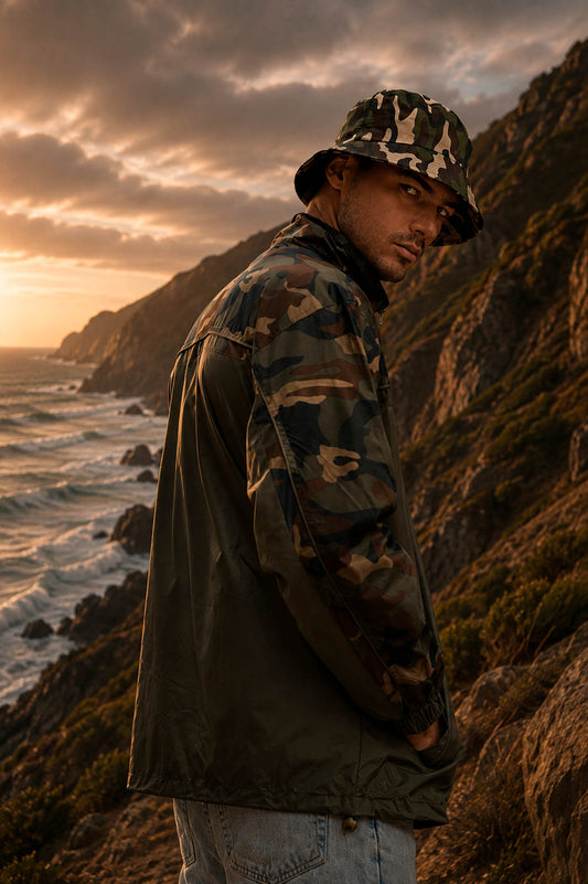 Cortaviento militar COA, chaqueta liviana para surf y outdoor — vista trasera