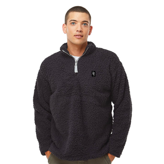 Polerón sherpa COA color negro, marca chilena de surf — vista frontal